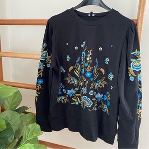 Drew Embroidered Statement-Sleeve Top